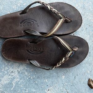 Rainbow Dark Brown Braided Sandals